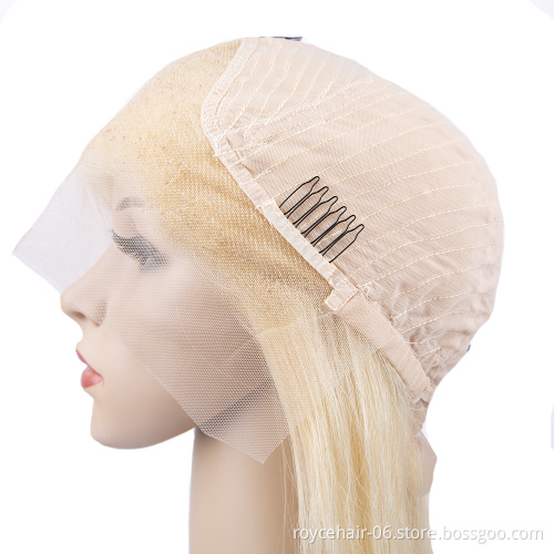 Brazilian Virgin Hair Straight Blond 613 Pre Plucked Short Bob Wig Human Hair Lace Front Wigs for African American